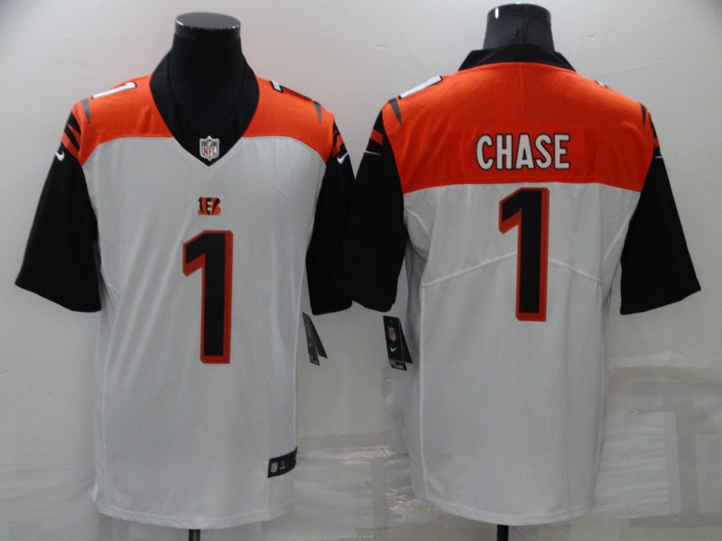 Men's Cincinnati Bengals Ja'Marr Chase #1 Orange/White Jersey